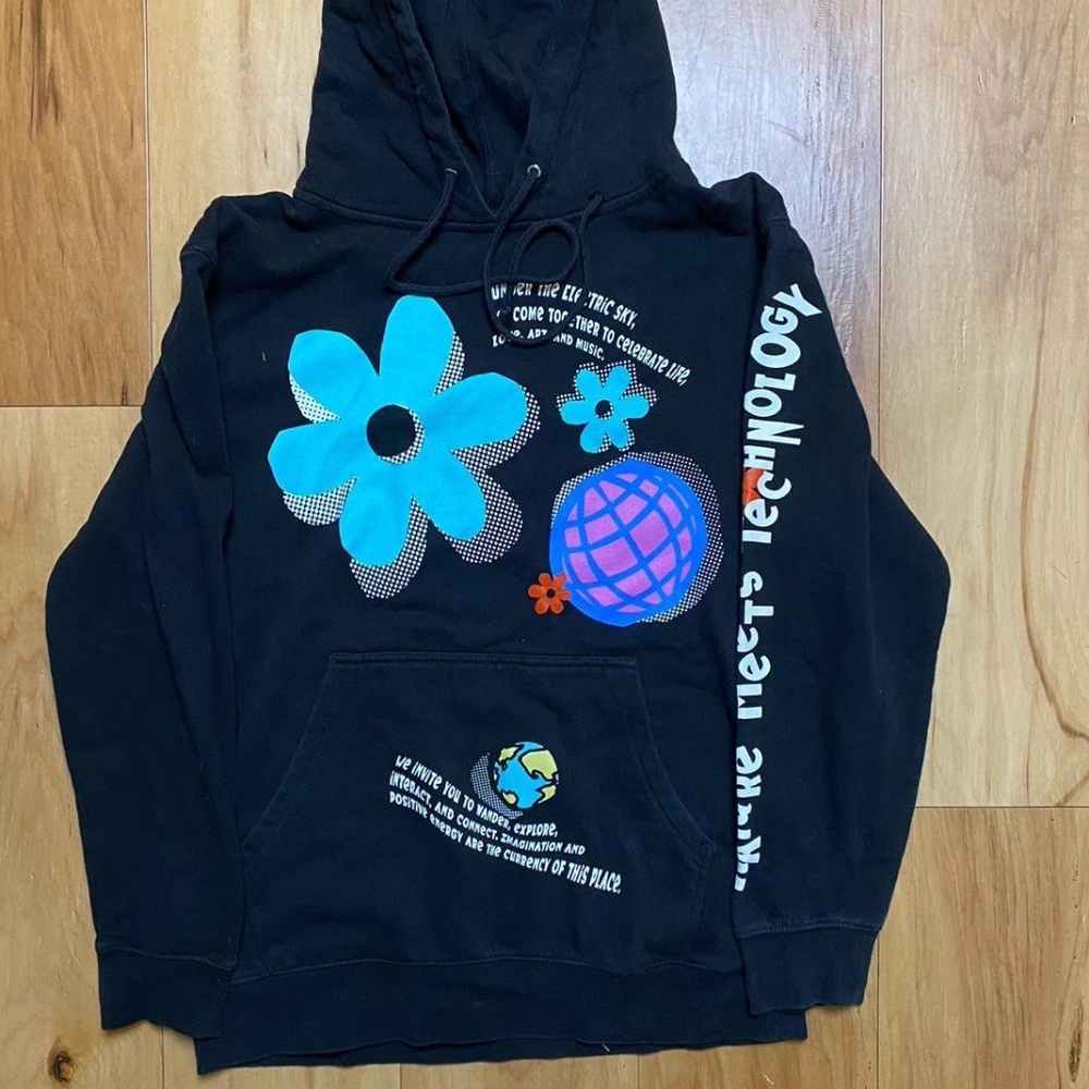 🍎 Insomniac Black Techo Nature 2023 SUPER SOFT EDC TECHNO HOODIE SMALL